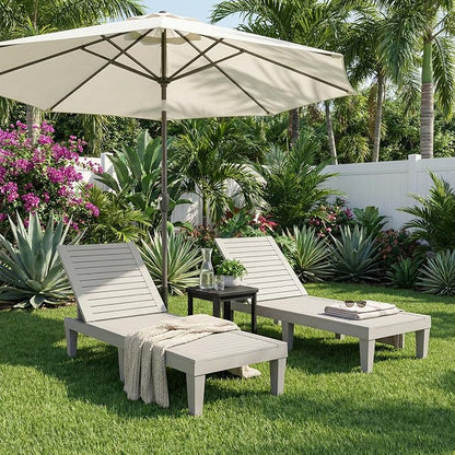 EFU Lounge Chair Outdoor,All-Weather UV-Resistant & Waterproof Patio Lounge Chairs,High-Impact PP 5 Position Adjustable Tanning Chair,Heavy Duty Pool Lounge Chairs Great for Pool & Yard,Coffee