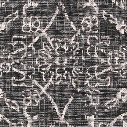 SAFAVIEH Washable Rug Outdoor Courtyard Collection - 4' x 5'7", Black & Ivory, Non-Shedding & Easy Cleaning, Ideal for Patio, Backyard, Mudroom (CY8680-36621)