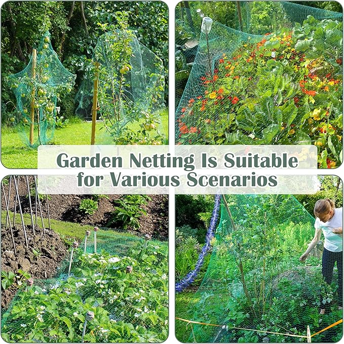 Unves Garden Netting, 13 x 33 FT Reusable Heavy Duty Bird Netting, Fruit Tree Net Covers for Seedlings Plants, Vegetables Protection, Green