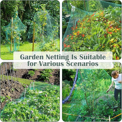 Unves Garden Netting, 13 x 33 FT Reusable Heavy Duty Bird Netting, Fruit Tree Net Covers for Seedlings Plants, Vegetables Protection, Green