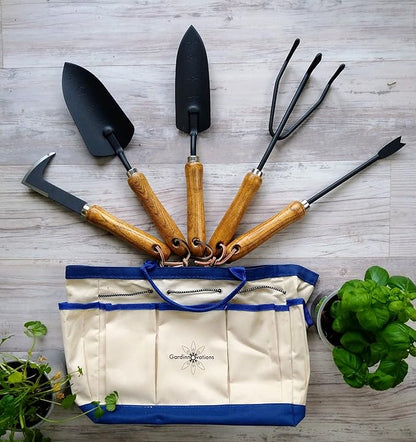 Gardener's Essential Tool Set, Garden Tote, Farmhouse Garden Tools, Garden Bag, Gift for Gardeners