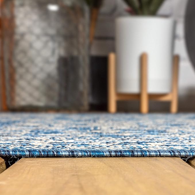 JONATHAN Y Medallion Weave Indoor Outdoor Area Rug 6X9 Navy/Gray, Sinjuri Textured for Backyard, Patio, Porch, Easy-Cleaning, High Traffic, Pet-Friendly, Non-Shedding (SMB101B-6)