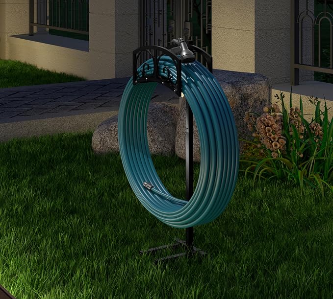 Fire Beauty Garden Hose Holder,Freestanding Water Hose Holder,In ground Hose Rack Organizer for Outdoor,Detachable Water Hose Holder Stake,Hose Reel Stand,Hose Hanger Rack for Outside Lawn Yard
