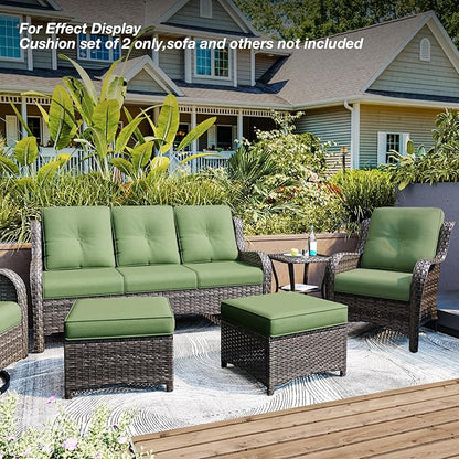Joyside Outdoor Chair Cushions Set, 22x25/22x24 Inch Patio Furniture Deep Seat Cushions, Water Resistant & Thick Cushion, Outdoor Replacement Cushions for Seat and Sofa (Green, 4 Set)