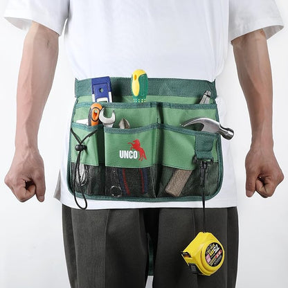 UNCO- Adjustable Gardening Belt, Green, 7 Pockets, Wear, Cut and Water Resistant, Garden Tool Belt Pouch, Waist Apron with Pockets