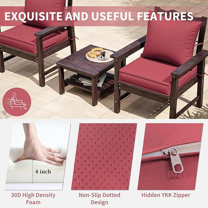 Premium Outdoor Seat Cushion Chair Cushions for Patio Furniture 22 L X 22 W X 4 H Waterproof & Fade Resistant Deep Seat and Backrest Cushion Set with Removable Covers for Chair, Sofa