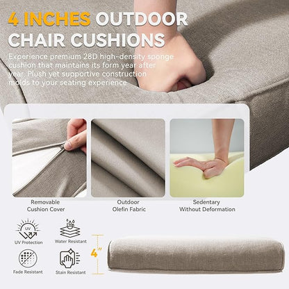 Patio Cushions for Outdoor Furniture - 22" x 25" x 4" UV Resistant Thick Foam Cushions Water Resistant Replacement Cushion for Outdoor Patio Furniture Chair/Sofa/Couch | Beige | 2-Pack |
