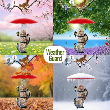 10" Small Bird Feeder Dome, Hummingbird Feeder Rain Guard, Bird Feeder Cover for Small Feeders, Protective Cover Work with Ant Guards（Red,2 Pack