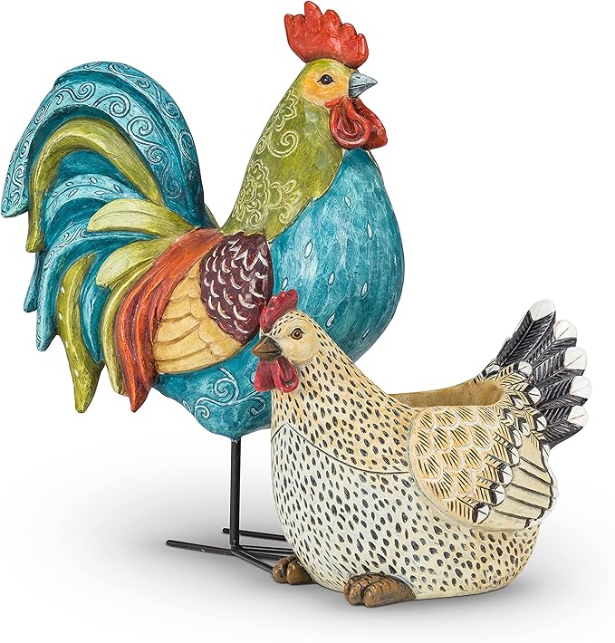 Abbott Collection Rooster Planter, Beige & Black (9 in)