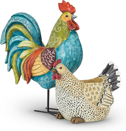 Abbott Collection Rooster Planter, Beige & Black (9 in)