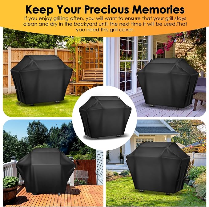 Grill Cover 48 Inch for Outdoor Grill,Grill Cover for Outdoor Waterproof Weather Resistant,UV & Fade Resistant, Compatible with Weber Nexgrill Charbroil Kenmore Gas BBQ, Black
