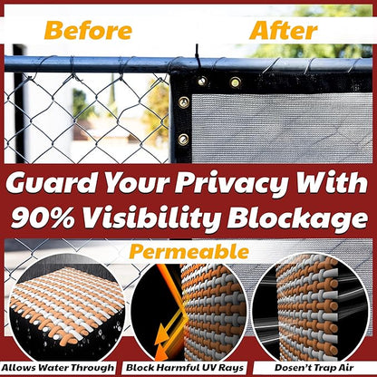 Amgo Custom Made 3' x 169' Grey Balcony Privacy Screen, Apartment Porch Railing Patio Fence Windscreen Fabric Cloth, Heavy Duty, Commercial and Residential, 90% Blockage (We Customize)