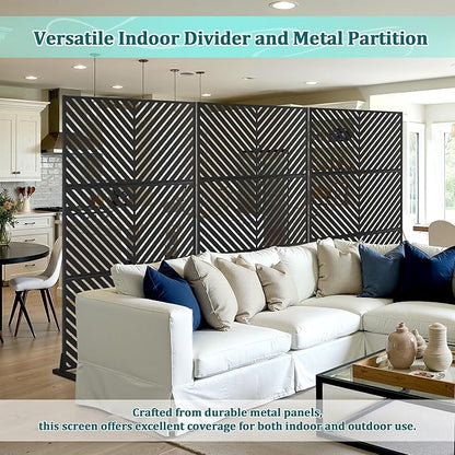 Metal Privacy Screen Outdoor Privacy Screen, Freestanding Fence Panel for Outside, 72''H×47''W, Decorative Screen Panel for Backyard/Patio/Deck