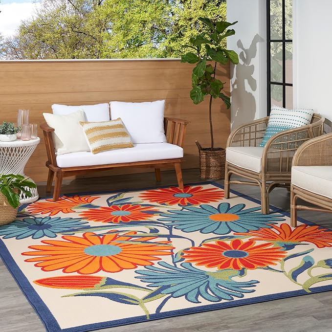 Nourison Aloha 8' x 11' Multicolor Fabric Contemporary Area Rug (8' x 11')