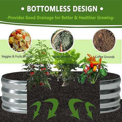 Foxlang 8x2x1ft(2 Pack) Galvanized Oval Raised Garden Bed,Outdoor Planter Box Metal Patio Kit Planting Bed for Vegetables Flowers Herb,Silver