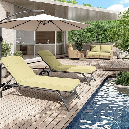 2 Pcs Chaise Lounge Cushions Outdoor, 80" L X 26" W X 4" D Lounge Chair Cushions for Outdoor Furniture, High-Density Foam Patio Chaise Cushion-Waterproof Fade-Resistant ThickPatio lounge chair cushion