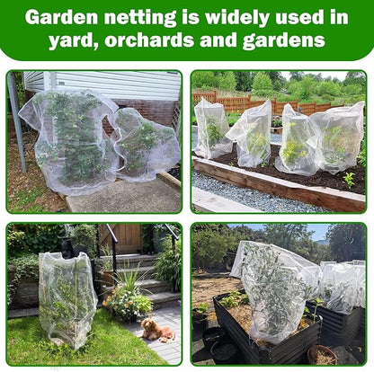 2 PCS Large Fruits Tree Netting Cover for Garden, 6.6 x 8.2 ft Insect Bird Barrier Deer Netting Cover Bag with Drawstring Garden Plant Netting for Tomato Blueberry Bush Netting Covers