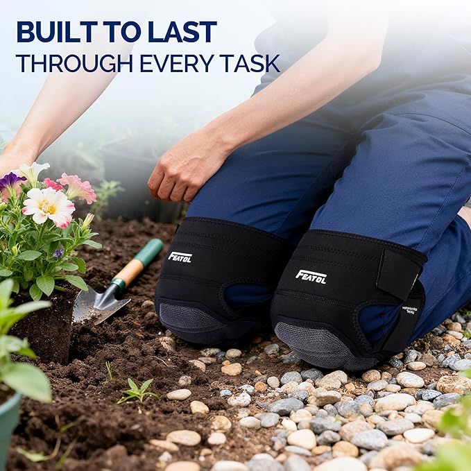 FEATOL Gardening Knee Pads for Women Men, Soft Foam Cushioning & Wear-Resistant Kneepads, Non-Slip Floor-Safe Protection for Flooring, Cleaning, Work