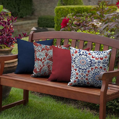 Arden Outdoor Throw Pillows 2 Pack, 16x16 Patio Accent Cushions, Water & UV Resistant, Fade Resistant Outdoor Decorative Pillows with Recycled Polyfiber Fill, Clark Blue