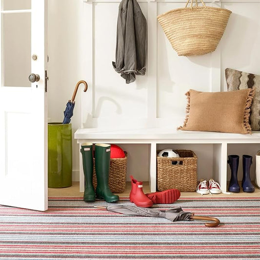 Dash & Albert Ranch Stripe Machine Washable Rug, 3 X 5 Feet, Multi Stripe Pattern