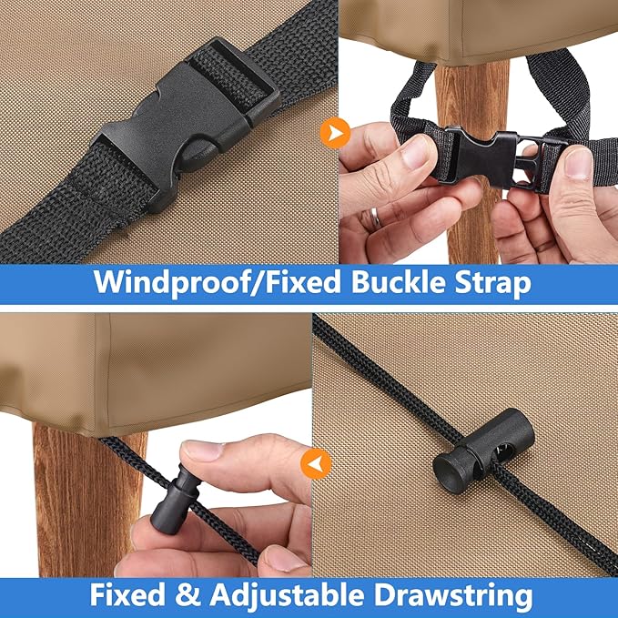 Heavy Duty Patio Sofa Cover, Mrrihand 2-Seater Outdoor Sofa Loveseat Cover, Outdoor Patio Furniture Cover with Air Vent and Handles, 104" W×40" D×35" H, Brown