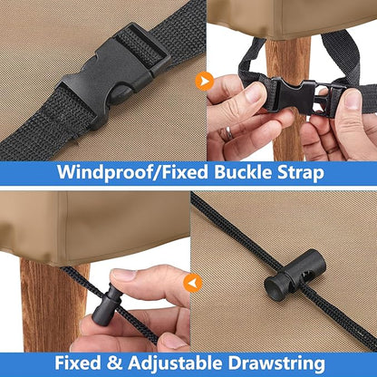 Heavy Duty Patio Sofa Cover, Mrrihand 2-Seater Outdoor Sofa Loveseat Cover, Outdoor Patio Furniture Cover with Air Vent and Handles, 104" W×40" D×35" H, Brown