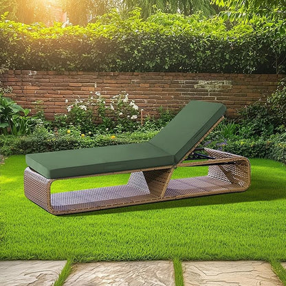 Chaise Lounge Cushions Outdoor, Waterproof Lounge Chair Cushion, 80x 26x 3 Inch Outdoor Chair Cushions with Ties, High-Density Foam Patio Lounge Chair Pads for Lawn, Pool & Beach, Forest Green