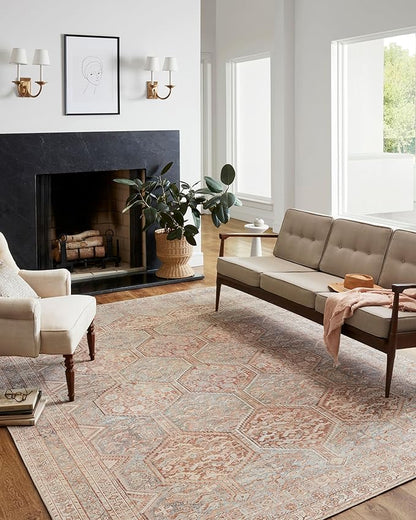 Loloi Chris Loves Julia Jules Collection JUL-04 Tangerine/Mist 2'-0'' x 5'-0'', .13" Pile Height, Accent Rug
