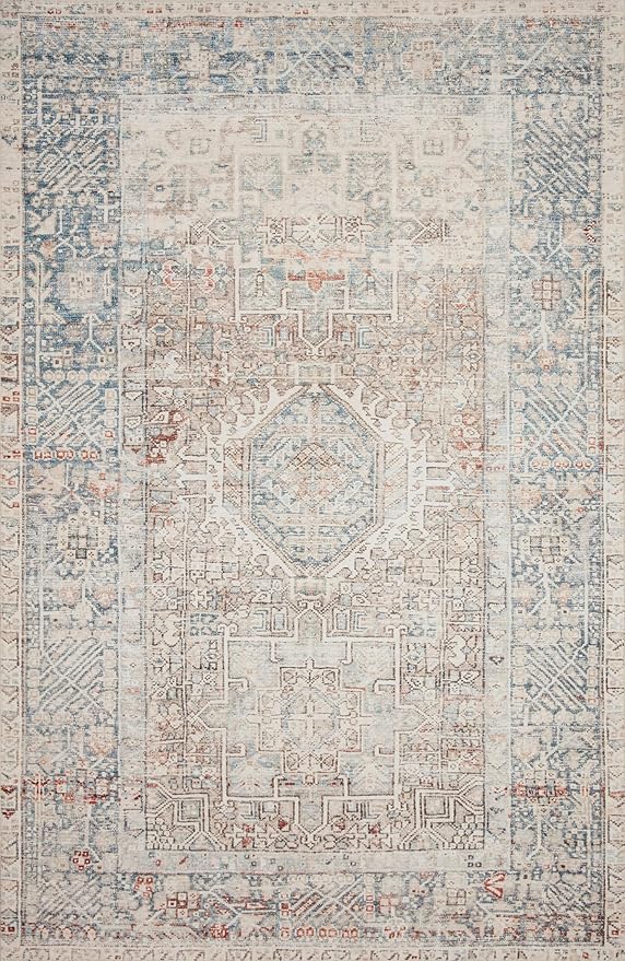 Loloi Chris Loves Julia Jules Collection JUL-07 Natural/Ocean 5'-0'' x 7'-6'', .13" Pile Height, Area Rug