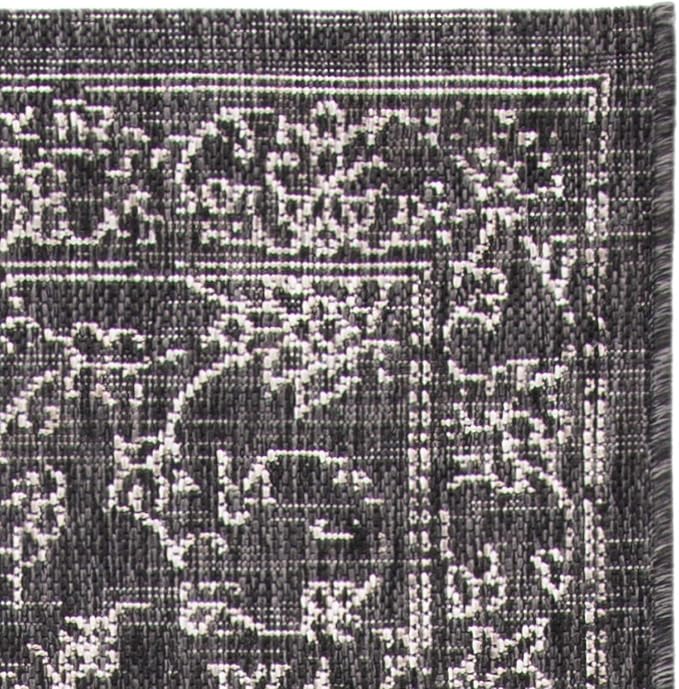SAFAVIEH Washable Rug Outdoor Courtyard Collection - 2'3" x 10' Runner, Black & Ivory, Non-Shedding & Easy Cleaning, Ideal for Patio, Entryway, Mudroom, Hallway, Kitchen (CY8680-36621)