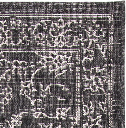 SAFAVIEH Washable Rug Outdoor Courtyard Collection - 2'3" x 6'7" Runner, Black & Ivory, Non-Shedding & Easy Cleaning, Ideal for Patio, Entryway, Mudroom, Hallway, Kitchen (CY8680-36621)