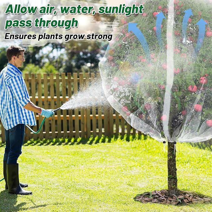 Easy Installation Fruit Tree Netting with Zipper & Drawstring - 8.2x6.6ft Ultra Fine Mesh Garden Protection Screen to Protect Pear Peach Apple from Bird Insect Bug Cicada Deer Squirrel