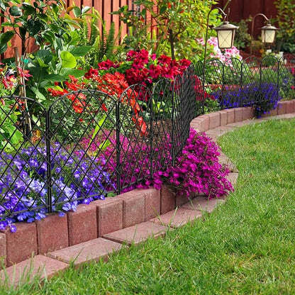 OUSHENG 10 Pack Decorative Garden Fence, Total 10ft(L) x 24in(H) Animal Barrier Border, Rustproof Metal Wire Section Edging Fencing Panel for Outdoor Patio Garden Yard, Arched