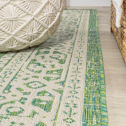 JONATHAN Y Medallion Weave Indoor Outdoor Area Rug 3X5 Cream/Green, Sinjuri Textured for Backyard, Patio, Porch, Easy-Cleaning, High Traffic, Pet-Friendly, Non-Shedding (SMB101H-3)