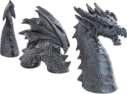 Design Toscano The Dragon of Falkenberg Castle Moat Lawn Garden Statue, 28 Inch Long, 14 Inch Tall, Cast Stone Resin, Gray Stone Finish