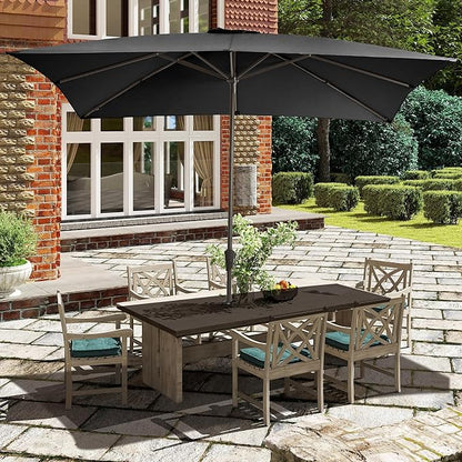 Ayge 8x10FT Large Rectangular Patio Umbrella Outdoor Table Umbrella w/Crank Rectangle Market Umbrella UV Protection for Garden, Deck,Lawn,Yard & Pool,Black