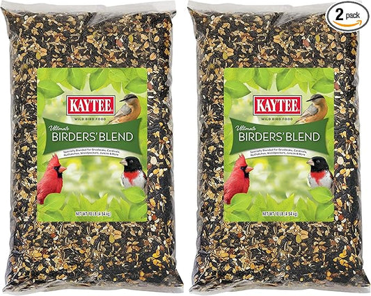 Kaytee Ultimate Birder's Blend Food,Wild Bird Seed for Grosbeaks,Cardinals,Nuthatches,Woodpeckers & More Outside Feeders,10 Pound,(Pack of 2)