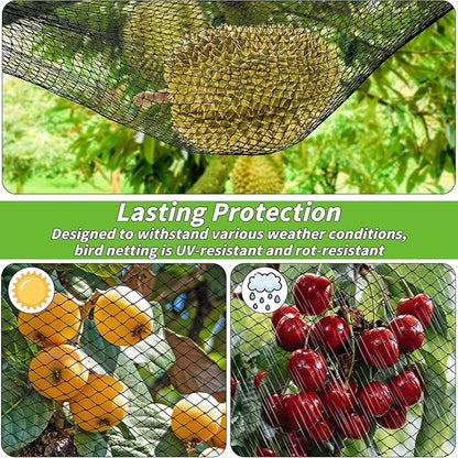 Garden Mesh Netting 15x20 FT - Heavy Duty Bird Net, Mesh Pest Barrier Reusable Ultra Fine Deer Fence Netting Crops Row Cover Raised Bed Protect Fruits Flower Vegetables from Bird Deer Squirrel