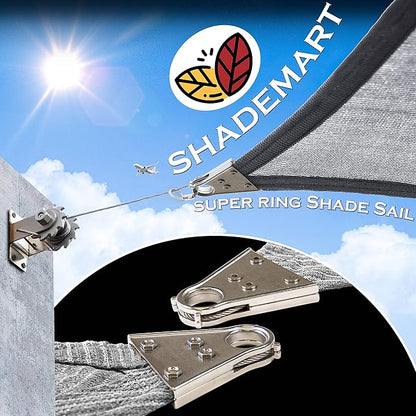 ShadeMart Heavy Duty 32' x 42' Grey Sun Shade Rectangle Shade Sail, Super Ring Canopy Awning Shades for Patio Carport Yard UV Blockage Commercial Grade 260 GSM, We Custom Size