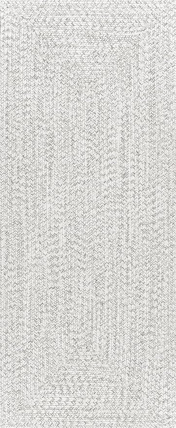 nuLOOM 2' x 6' Solid Hand Braided Indoor/Outdoor Area Rug, Pet-Friendly, High Traffic, Weather Resistant, for Patio, Balcony, Bedroom, Living, Dining Room, Wynn Ivory
