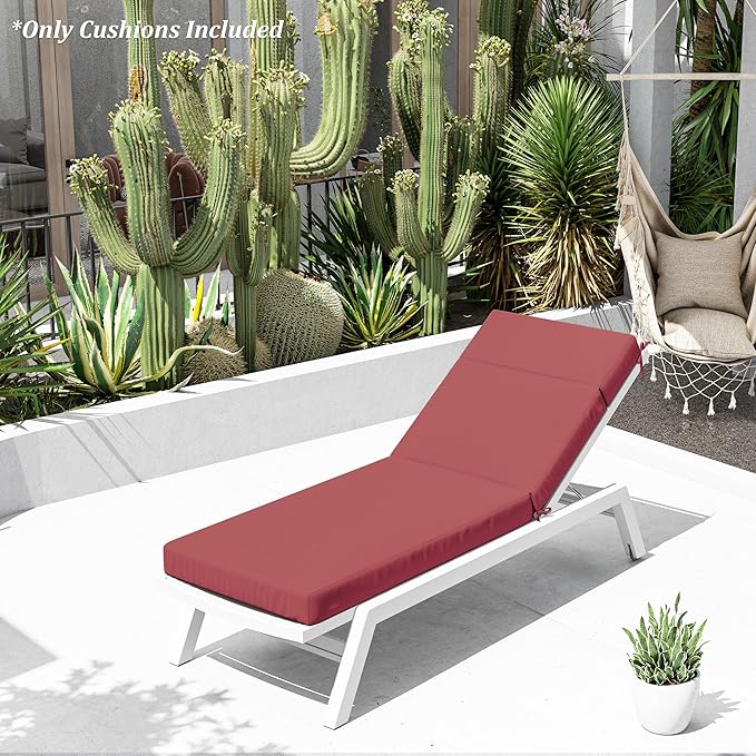 Chaise Lounge Cushion for Outdoor Furniture, Waterproof Fade and Tear Resistant Lounge Deck Chair Cushions for Patio Lawn Pool Resort Hotel