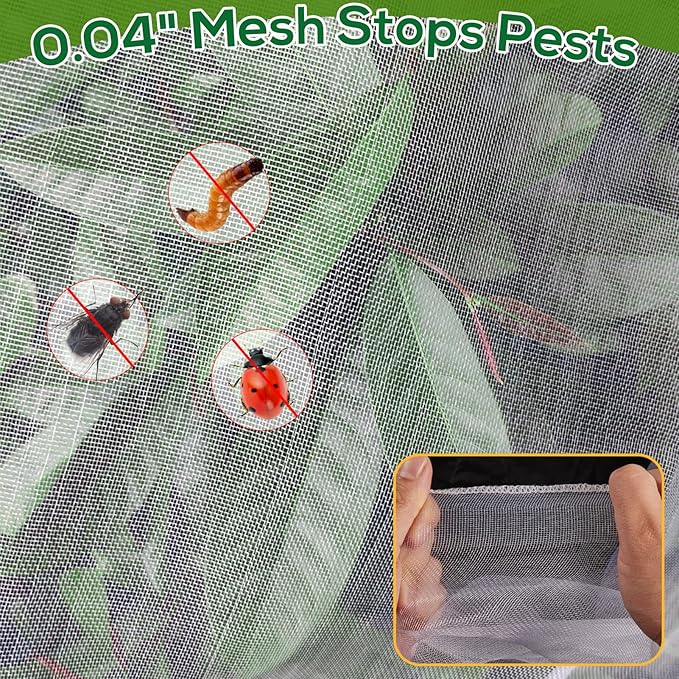 Fruit Tree Netting with Drawstring, 6.9x8.5ft Ultra-Fine Mesh Garden Insect & Bird Protection Cover, Breathable Reusable Tree Netting for Citrus, Apple, Peach & Shrubs