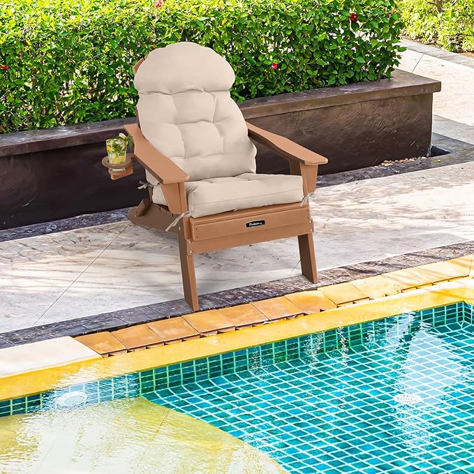 FUNBERRY Patio Chair Cushions Set of 4, Thicken Comfy Cushions for Rocker Non Slip Fade Shield Waterproof High Back with Ties