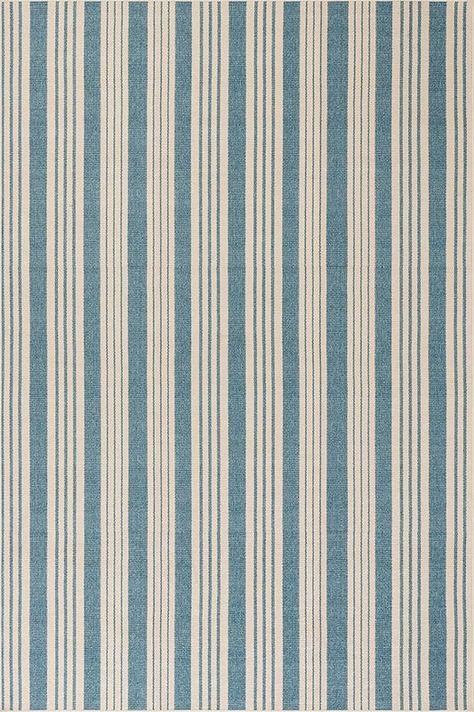 Dash & Albert Talos Blue Machine Washable Rug, Runner-2.5 X 8 Feet, Blue/Ivory Stripe Pattern