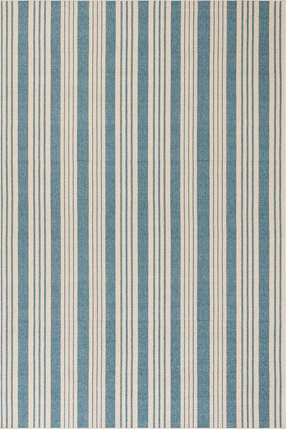 Dash & Albert Talos Blue Machine Washable Rug, 5 X 8 Feet, Blue/Ivory Stripe Pattern