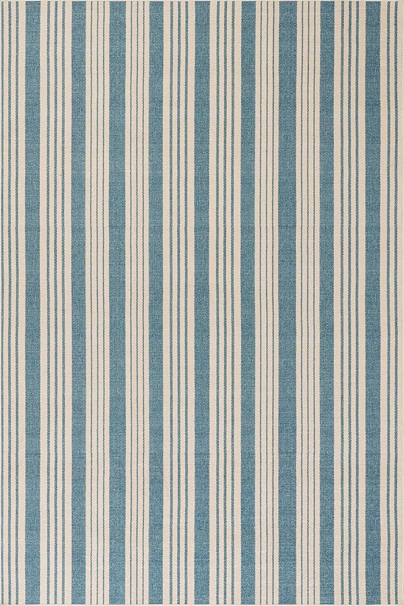 Dash & Albert Talos Blue Machine Washable Rug, 9.5 X 13.5 Feet, Blue/Ivory Stripe Pattern