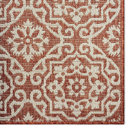 Nicole Miller New York Patio Country Danica Transitional Geometric Indoor/Outdoor Area Rug, Terracotta/Ivory , 7'9"x10'2"