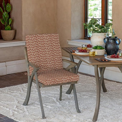 Arden 2-Pack Outdoor Patio Dining Chair Cushion, 20x44, Rain-Proof Seat Pad, Fade-Resistant Outdoor Cushion Rust Red Brushed Texture