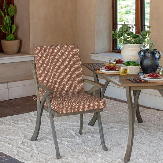 Arden Outdoor Patio Dining Chair Cushion, 20x44, Rain-Proof Seat Pad, Fade-Resistant Outdoor Cushion Rust Red Brushed Texture