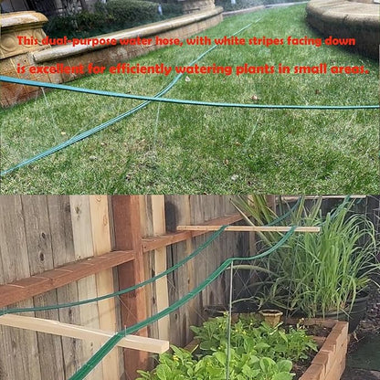 Watoo 2026 Sprinkler Hose & Soaker Hose for Yard - 25 FT Reinforced Flat Garden Hose with Holes, Heavy Duty No-Kink Lawn Irrigation Hose (Includes Stakes, High Pressure Spray)